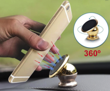 SOPORTE DE CELULAR METAL C/ADHESIVO NEGRO CON GOMA PROTECTORA - Imagen 2